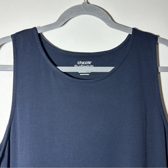 Chico's Navy Sleeveless Pima Cotton Pocket Tunic Women's Top Size 3 (XL) - Picture 2 of 6